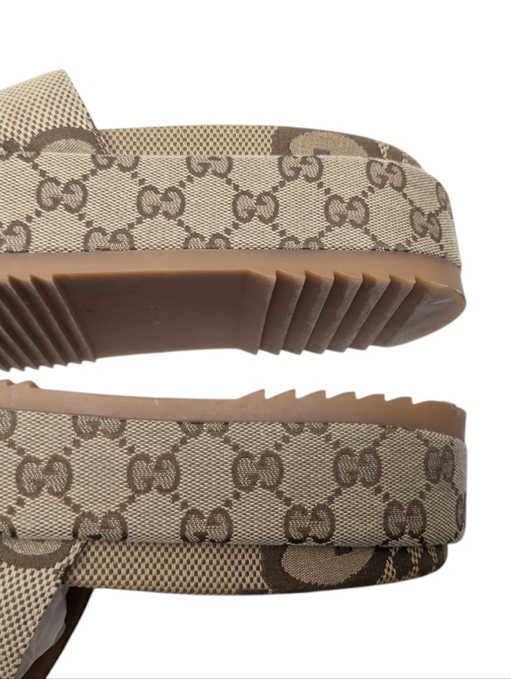 Gucci Angelina Monogram GG Slide Brown Beige Sandals Size EU 40 - Picture 8 of 14